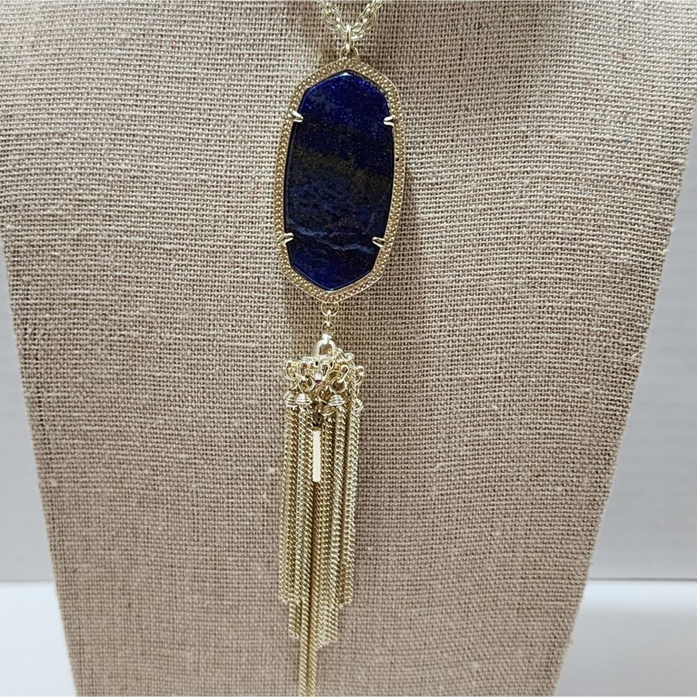 Kendra Scott gold and smooth blue Lapis?‎ Rayne necklace - Picture 3 of 6